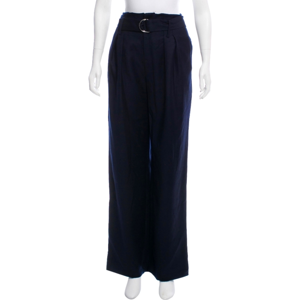 FRAME Wool High-Rise Wide-Leg Pants
